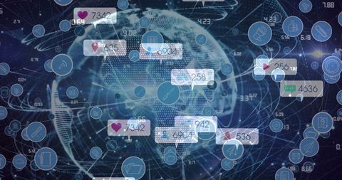 Digital Social Media Network Interface Over Globe - Download Free Stock Images Pikwizard.com