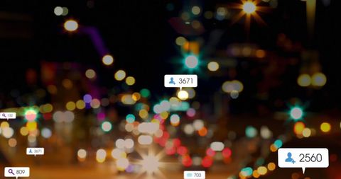 Social Media Icons Overlay on Blurred City Night Scene - Download Free Stock Images Pikwizard.com