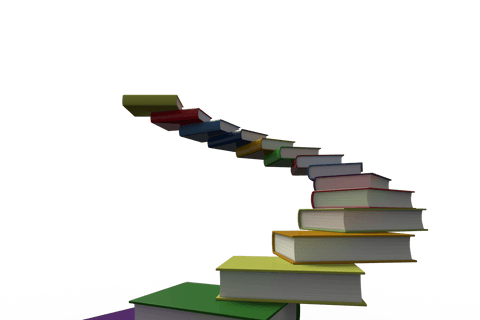 colorful books forming spiraling staircase on transparent setting - Download Free Stock Videos Pikwizard.com