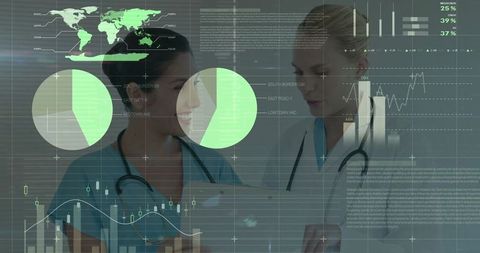 Medical Professionals Analyzing Data Graphics Innovation