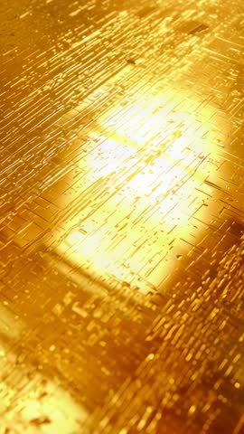 Shimmering Gold Panel with Sliding Light and Textured Droplets — Vertical Video Loop