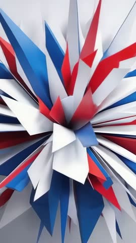 Rotating Red White Blue Shards Pulsing Abstract Geometric Burst Vertical Video