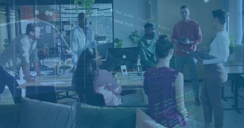 Modern Business Team Collaborating in Innovative Workspace