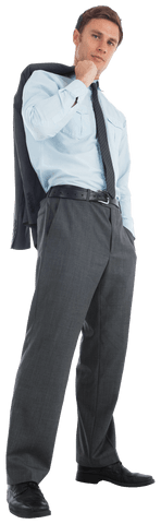 confident professional businessman holding jacket, isolated transparent background - Download Free Stock Videos Pikwizard.com