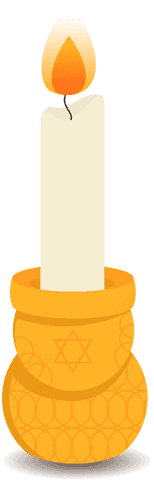 Elegant candle with warm orange flame on transparent background