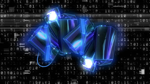 Data Processing Animation with Futuristic Crystals