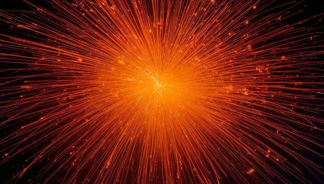 Radiant Orange Sparks Creating Starburst in Darkness