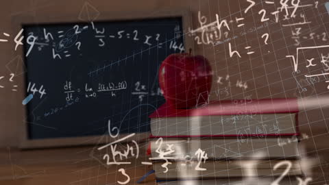 Educational Science Background with Equations and Books