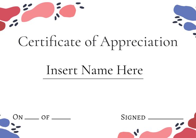 Certificate of Appreciation Template with Colorful Abstract Patterns - Download Free Stock Templates Pikwizard.com