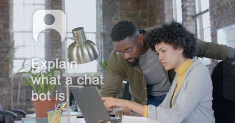 Colleagues Engaged With Chatbot Interface in Modern Office - Download Free Stock Images Pikwizard.com