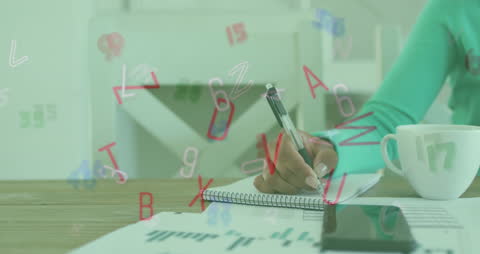 Business Concept with Animated Overlay on Modern Workspace