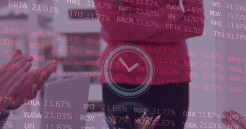 Digital Financial Data and Business Success Celebration