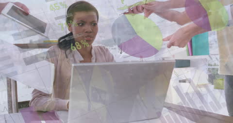 Overwhelmed Businesswoman Analyzing Digital Data on Laptop