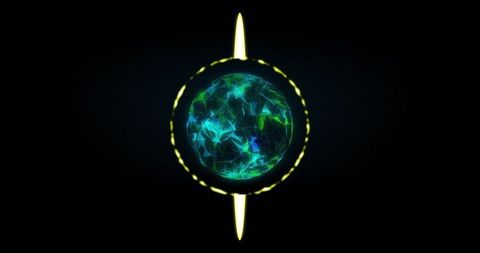 Futuristic neon globe with network connections