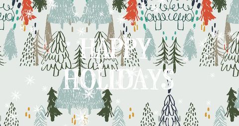 Festive Happy Holidays Greeting with Winter Wonderland Illustration