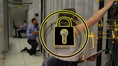 Data Security and Technology in Server Room: Digital Concept