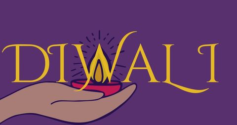 Hand Holding Diwali Oil Lamp on Purple Background - Download Free Stock Images Pikwizard.com
