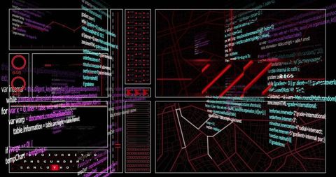Futuristic Tech Console with Code and Data Visualization