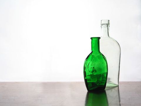 Vintage glass bottles with minimalist composition
