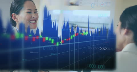Financial Data Animation With Diverse Business People Interaction