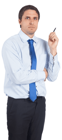 Serious Caucasian Businessman Holding Pen on Transparent Background - Download Free Stock Videos Pikwizard.com