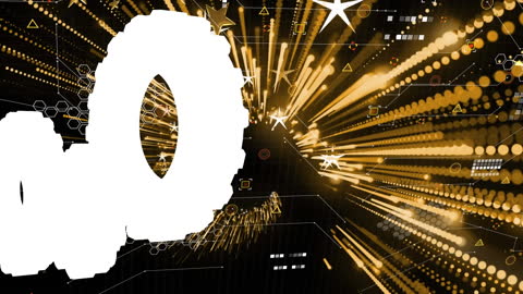 Futuristic Digital Gears with Stellar Light Projections