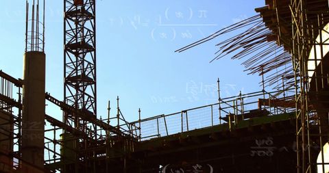 Construction Site with Digital Data Processing Elements