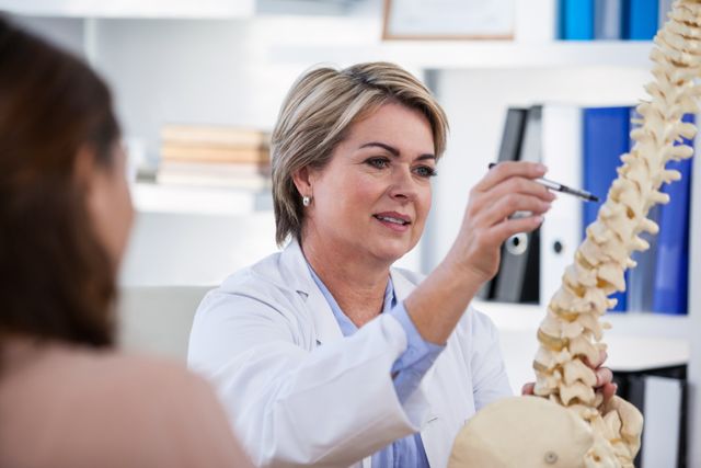 Doctor Explaining Anatomical Spine to Patient in Medical Office - Download Free Stock Photos Pikwizard.com