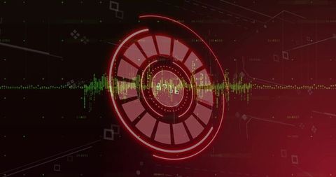 Futuristic glowing red hud cybersecurity interface display