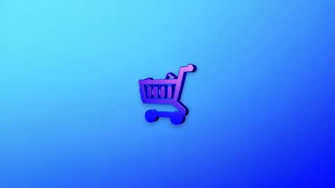 Rotating Shopping Cart Icon on Gradient Blue Background