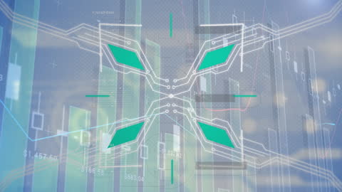 Futuristic Data Processing Overlay on Abstract Background