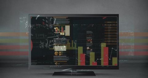 High-Tech Display with Data Analytics on TV Screen - Download Free Stock Images Pikwizard.com