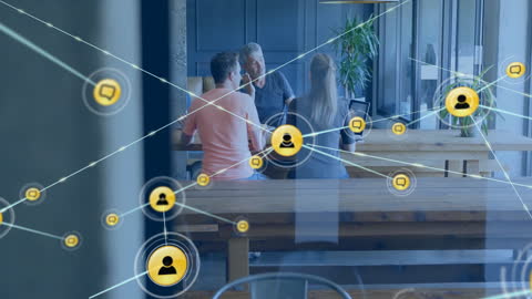 Team Collaboration with Network Connections Overlaying Diverse Colleagues