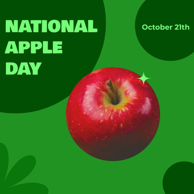 National Apple Day Celebration Poster with Fresh Red Apple Text October 21st - Download Free Stock Templates Pikwizard.com