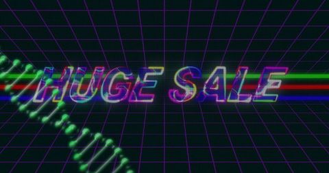 Retro Futuristic Huge Sale Text with Neon Elements