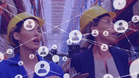 Women Collaborating in Digital Networked Warehouse