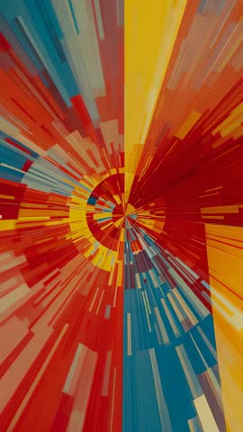Vertical video rotating around vibrant geometric abstraction with radial burst motion