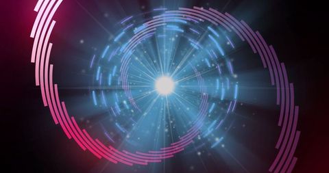 Futuristic neon lights with radial beam swirling