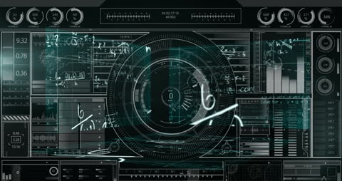 Futuristic HUD Interface with Data Visualizations