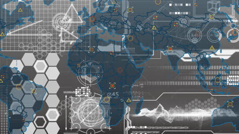 Futuristic Digital World Map with Data Analytics