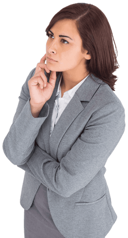 Transparent Thoughtful Businesswoman in Formal Attire
