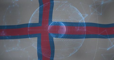 Floating digital sphere over faroese flag technology concept