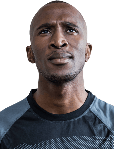 Transparent Thoughtful Athlete Looking Up Confident