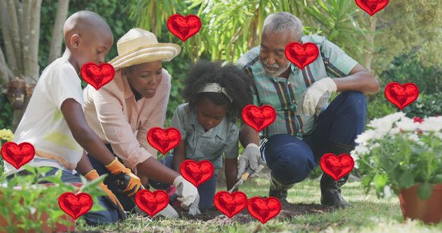 African American Family Gardening Together with Love Hearts - Download Free Stock Images Pikwizard.com