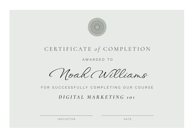 Contemporary Course Completion Certificate with Elegant Typography - Download Free Stock Templates Pikwizard.com