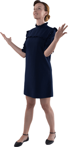 Transparent Smiling Businesswoman Looking Up in Dark Blue Dress - Download Free Stock Videos Pikwizard.com