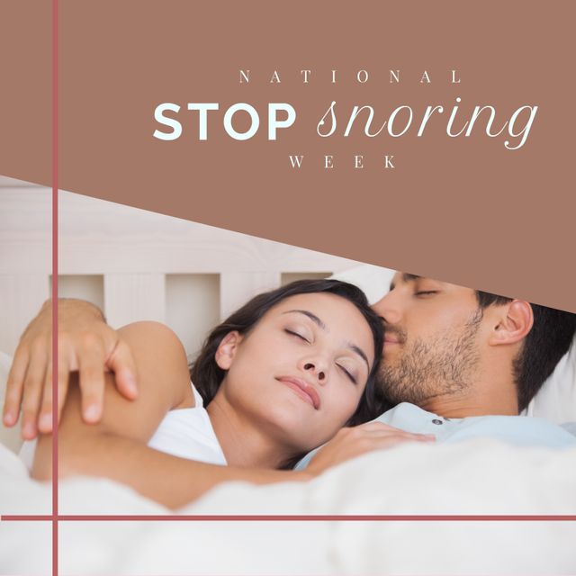 Couple Relaxing in Bed Promoting National Stop Snoring Week - Download Free Stock Templates Pikwizard.com