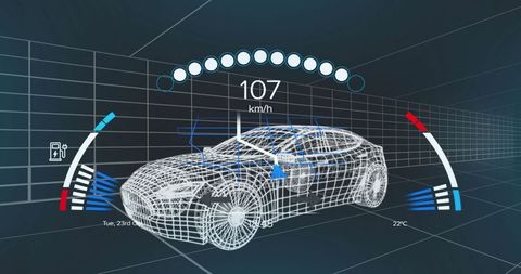 3D Car Model Visualization with Data and Speed Display - Download Free Stock Images Pikwizard.com