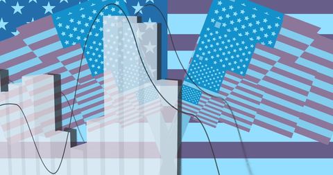 American Business and Independence Financial Graph Concept