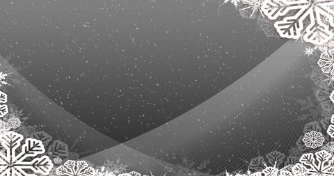 Snowy Winter Frame with Falling Snowflakes on Grey Background